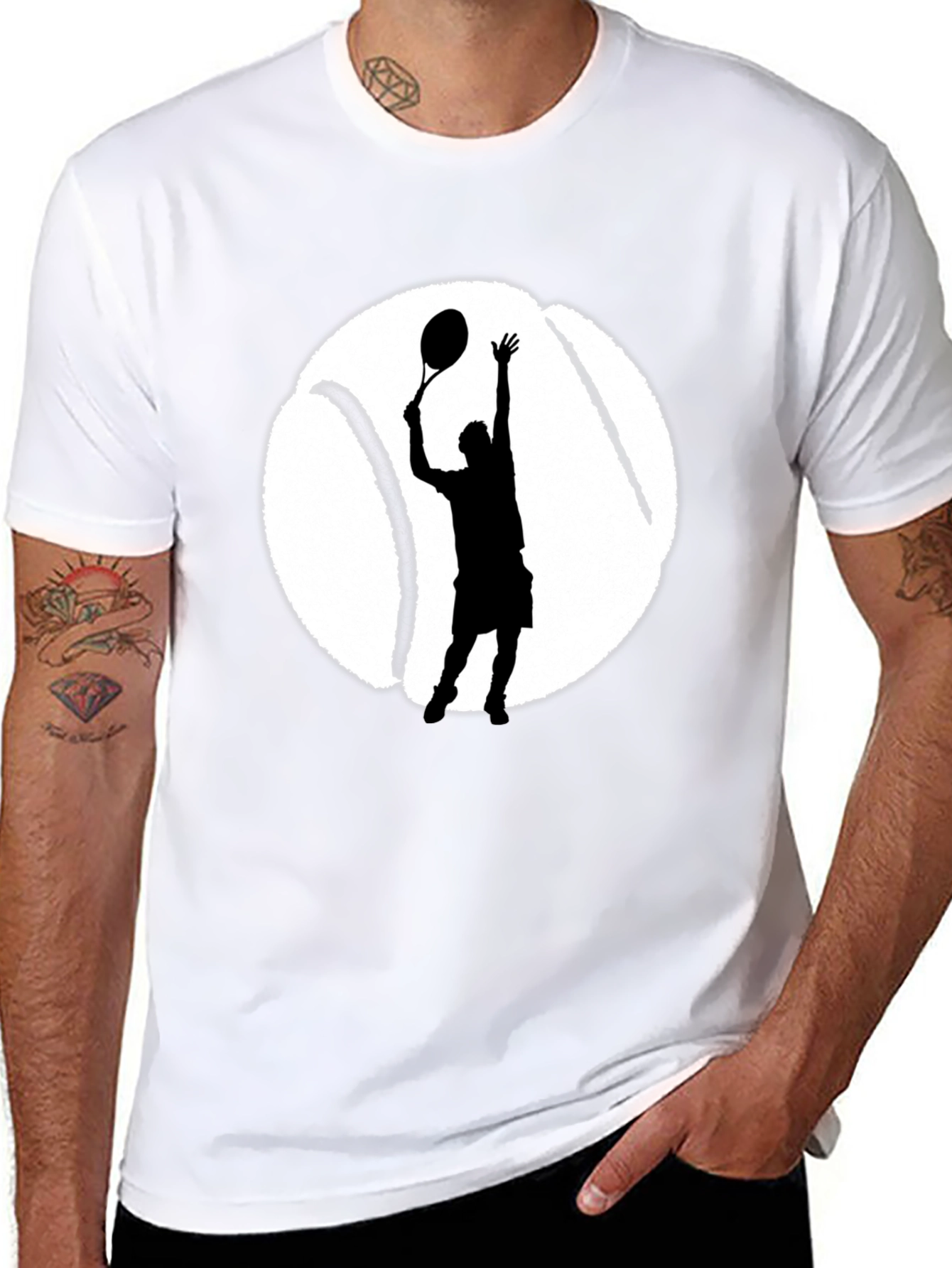Tennis Player Graphic Tee - Black