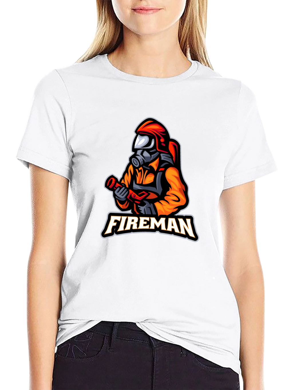 Fireman Graphic T-Shirt - Black Casual Tee