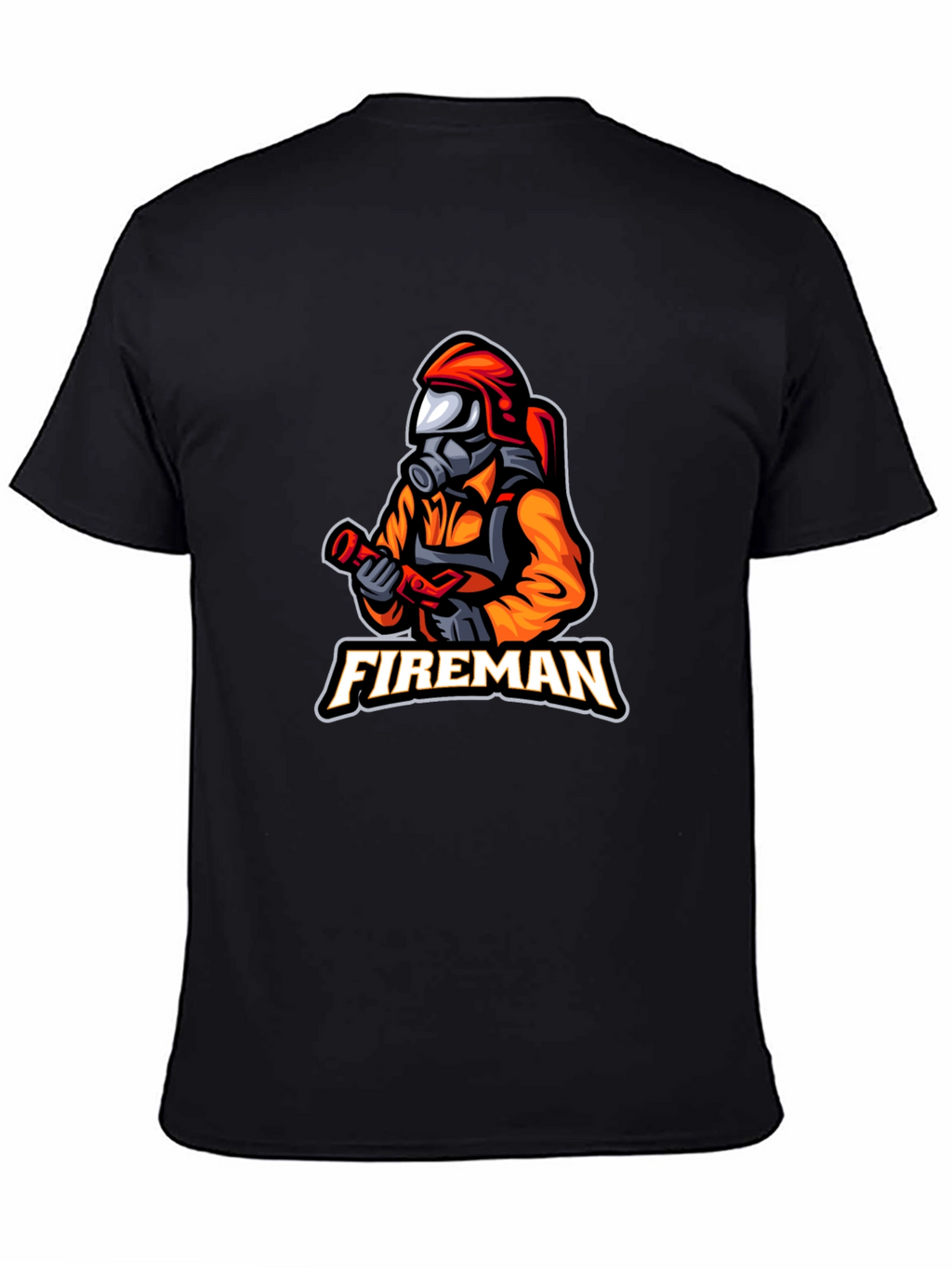 Fireman Graphic T-Shirt - Black Casual Tee