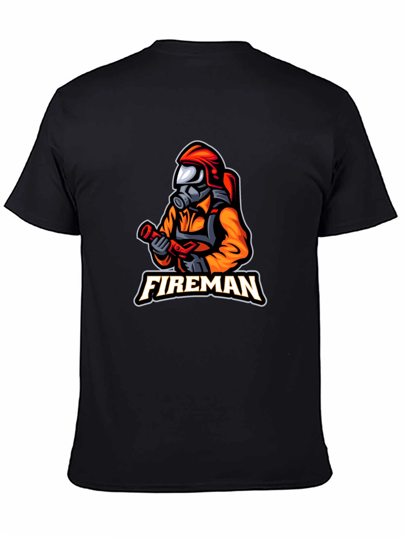 Fireman Graphic T-Shirt - Black Casual Tee