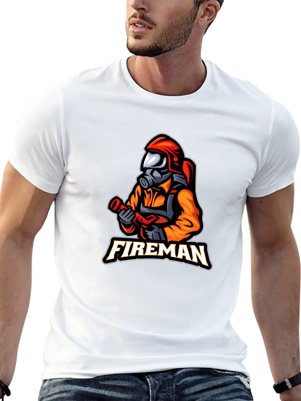 Fireman Graphic T-Shirt - Black Casual Tee