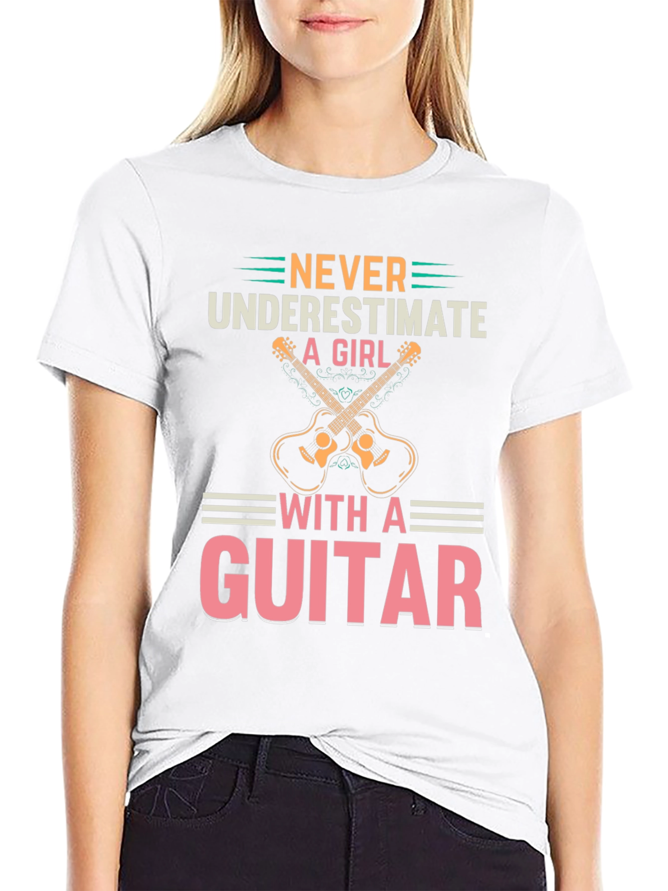 Never Underestimate A Girl With A Guitar T-Shirt