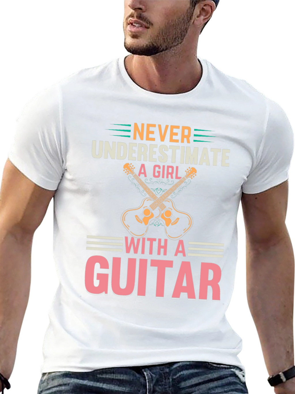 Never Underestimate A Girl With A Guitar T-Shirt