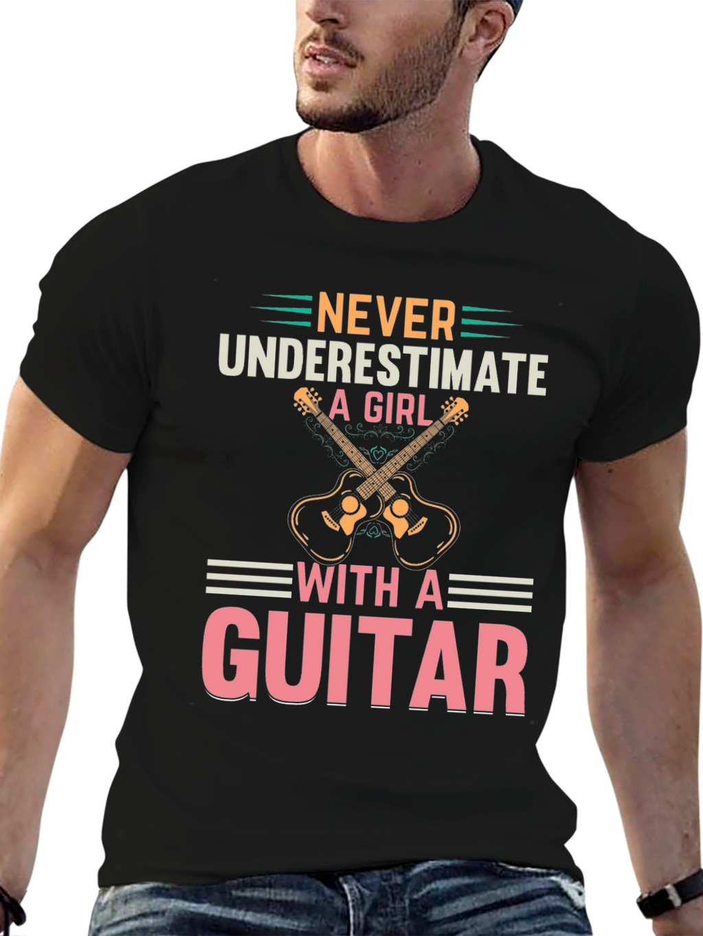 Never Underestimate A Girl With A Guitar T-Shirt