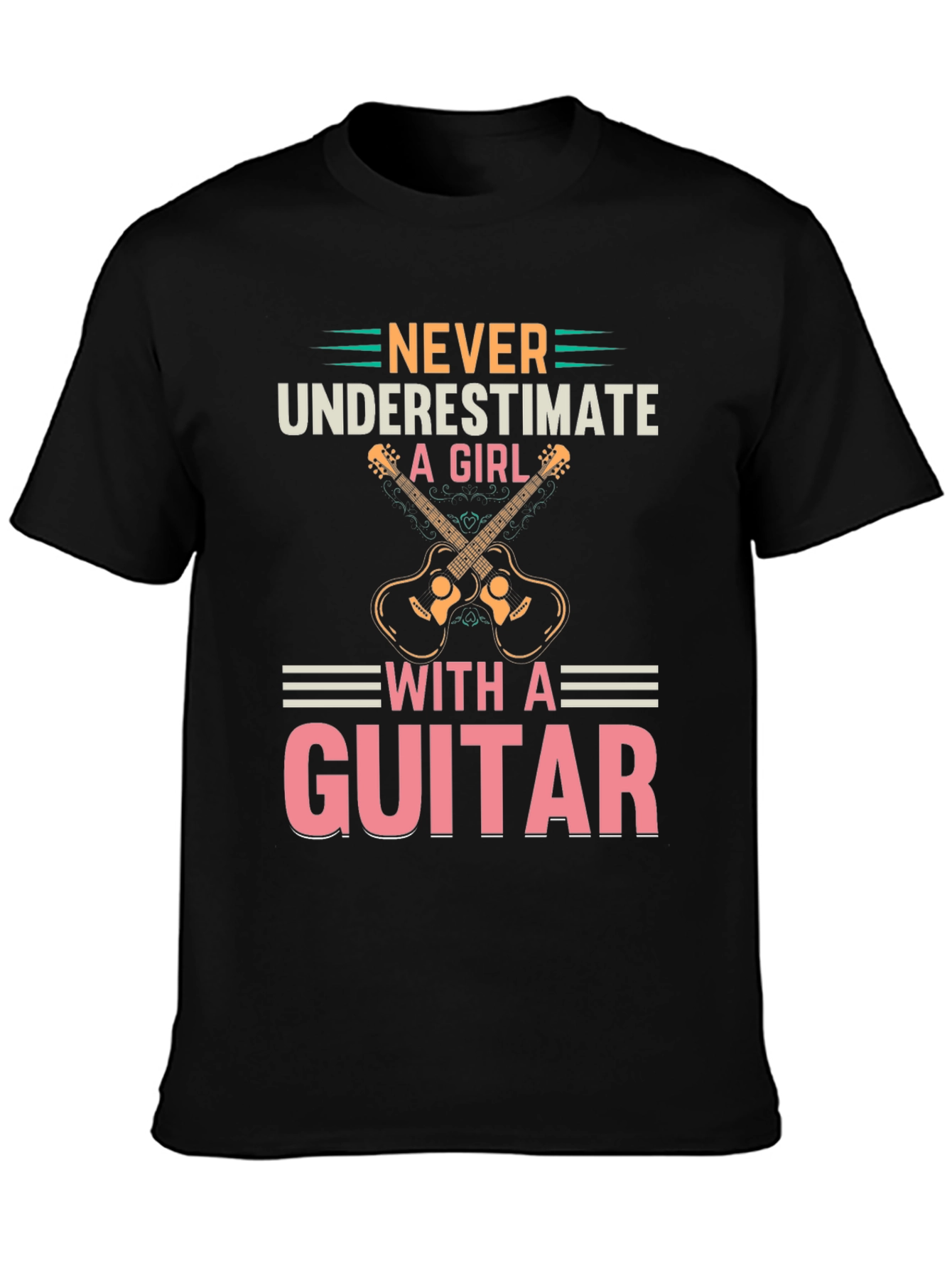 Never Underestimate A Girl With A Guitar T-Shirt