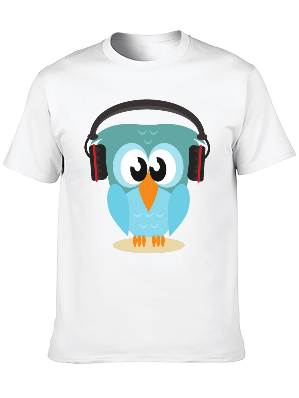 Owl With Headphones Graphic Tee - Black