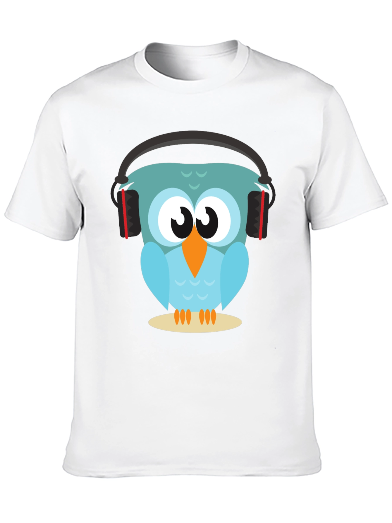 Owl With Headphones Graphic Tee - Black