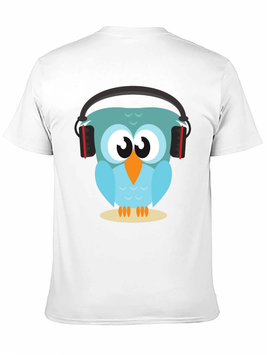 Owl With Headphones Graphic Tee - Black