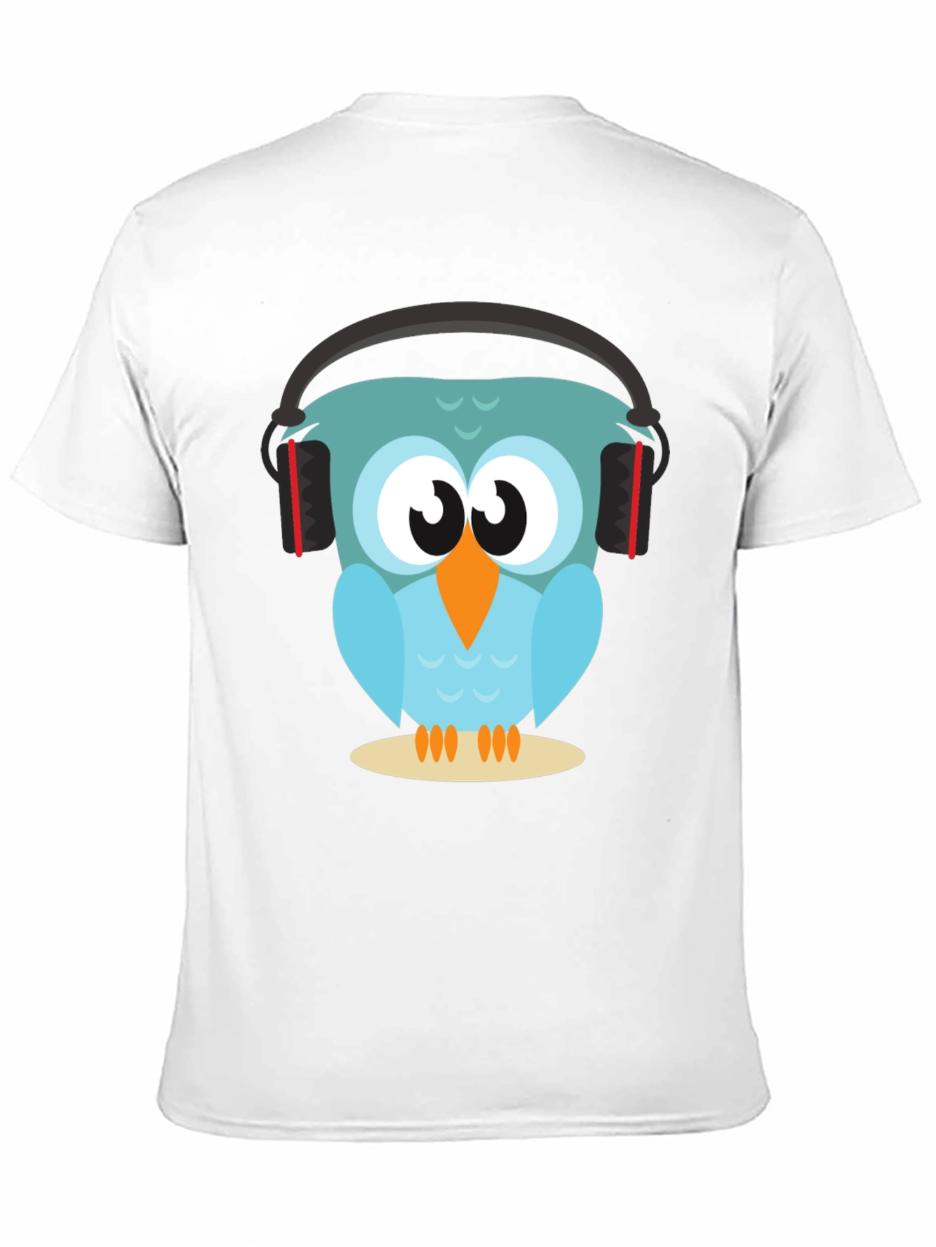 Owl With Headphones Graphic Tee - Black