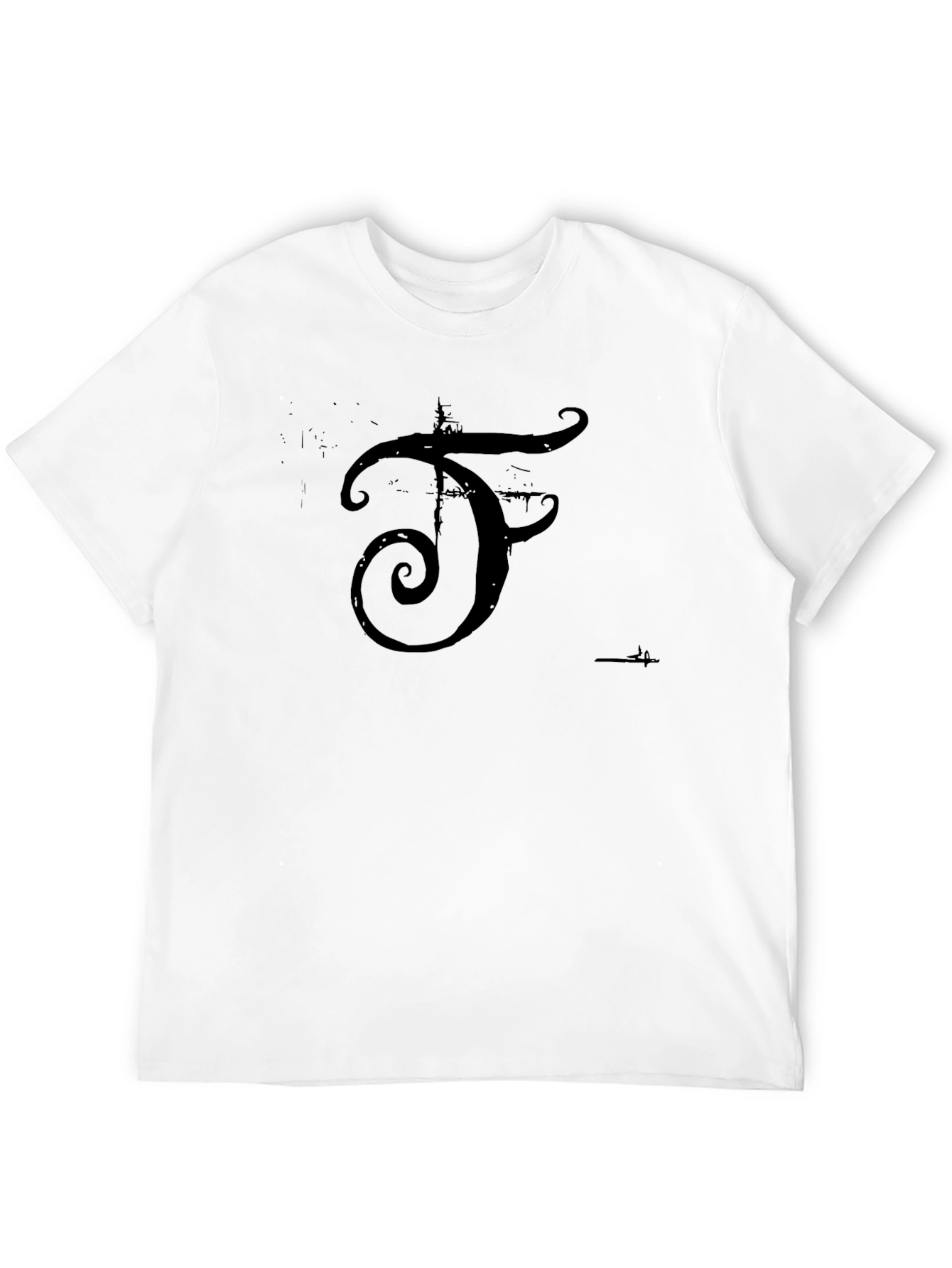Black T-Shirt with Distressed F Logo