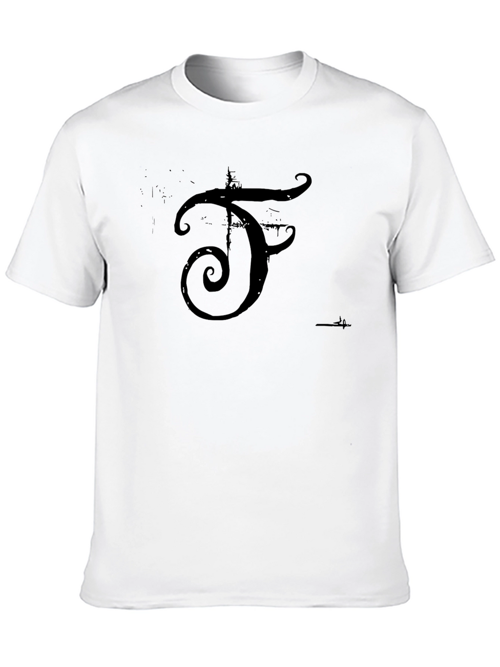 Black T-Shirt with Distressed F Logo