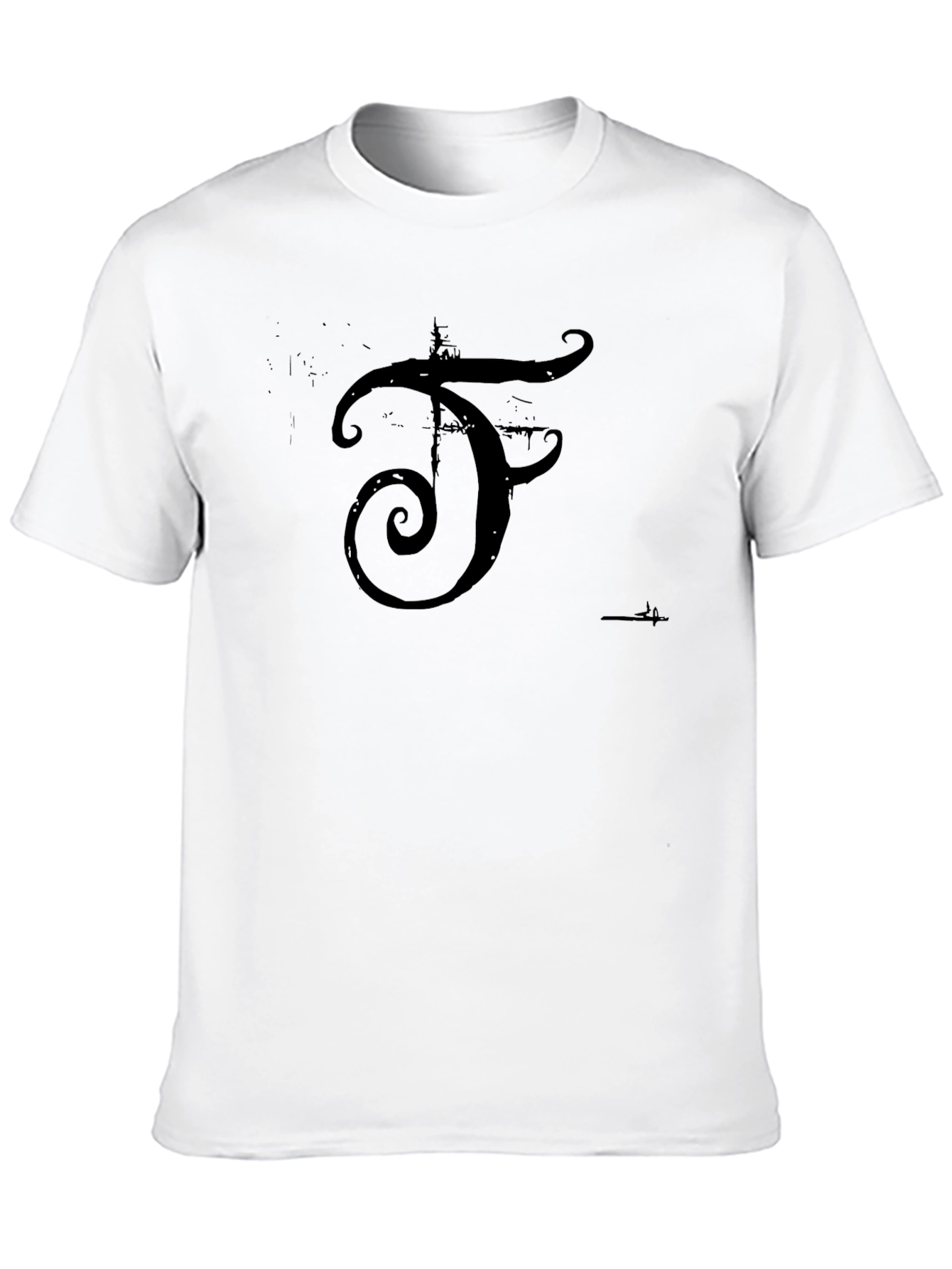 Black T-Shirt with Distressed F Logo