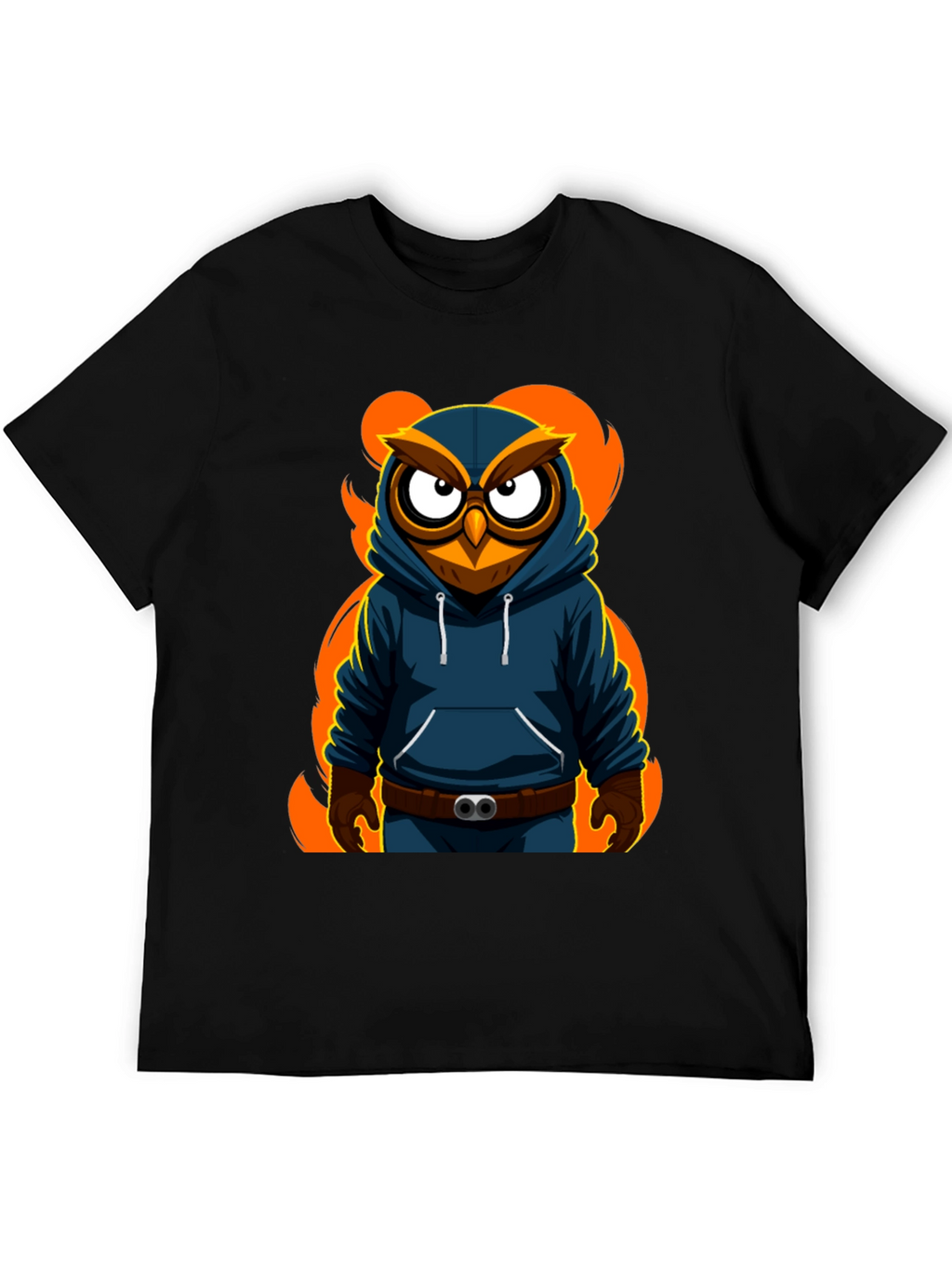 Cool Owl Graphic Print Black T-Shirt