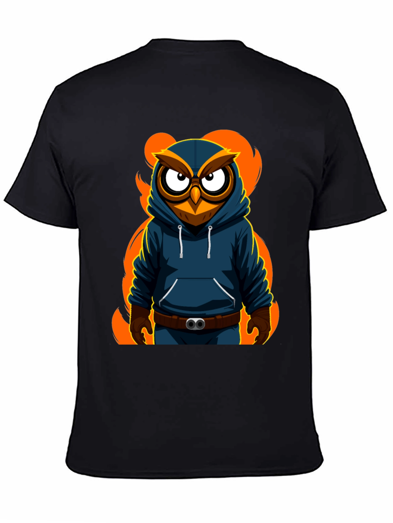 Cool Owl Graphic Print Black T-Shirt