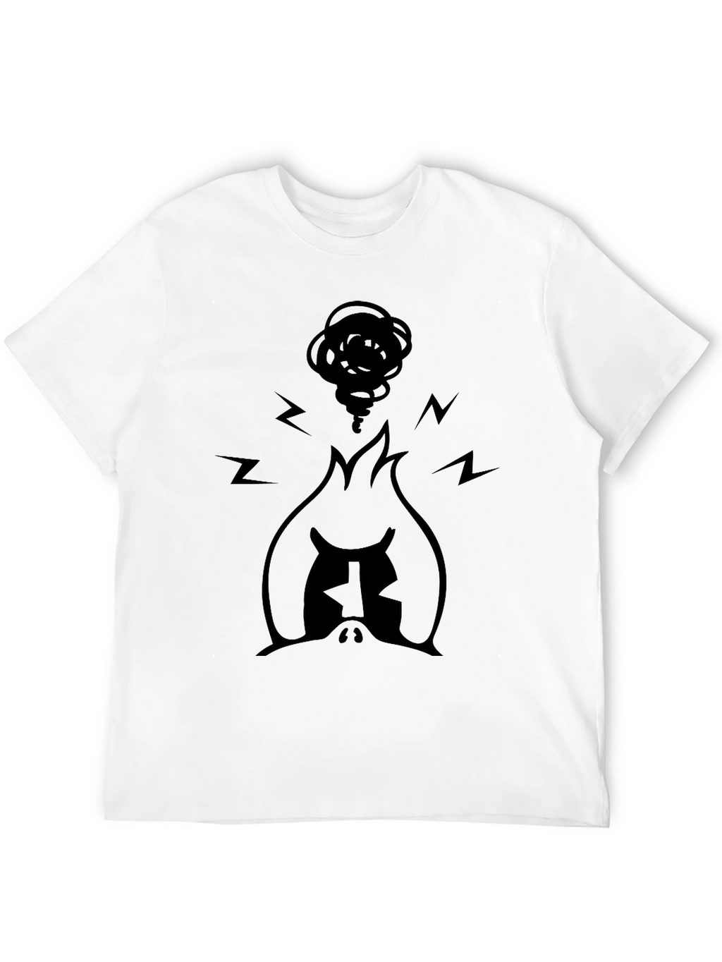 Angry Mascot Graphic Tee - Black Cotton Blend T-Shirt