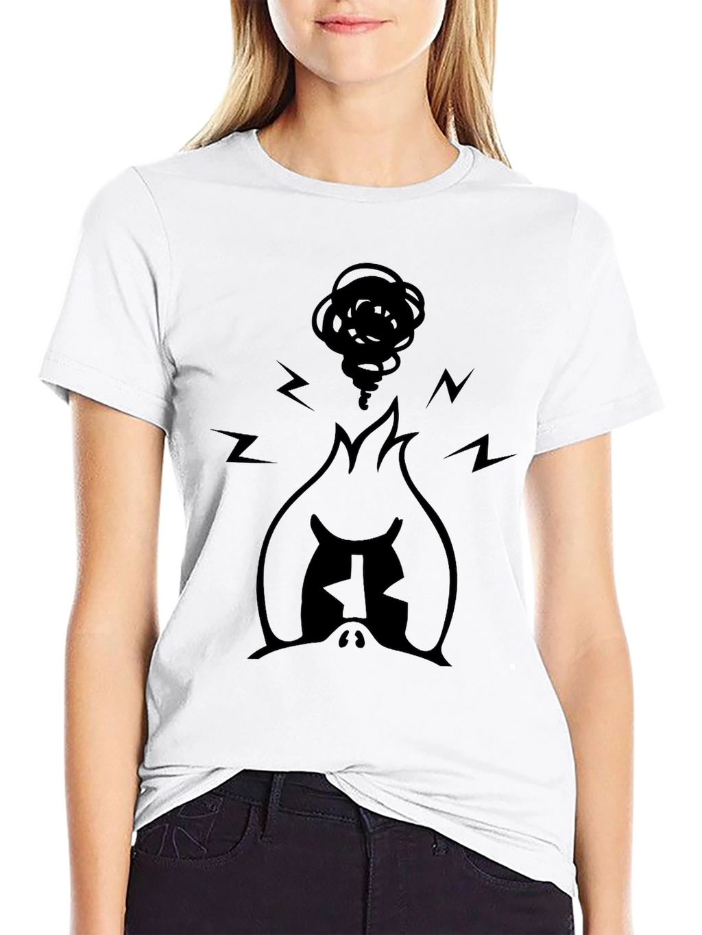 Angry Mascot Graphic Tee - Black Cotton Blend T-Shirt