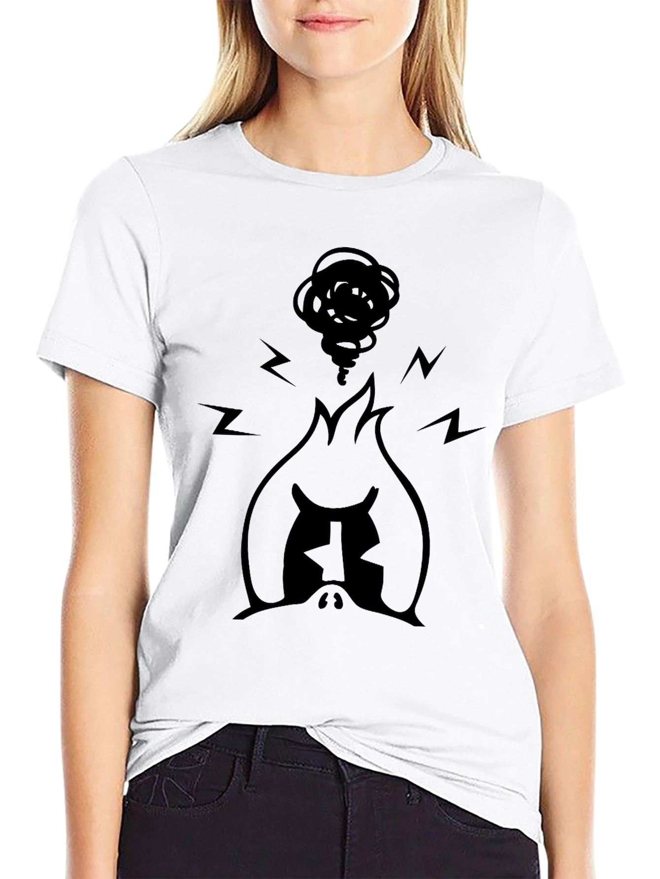 Angry Mascot Graphic Tee - Black Cotton Blend T-Shirt