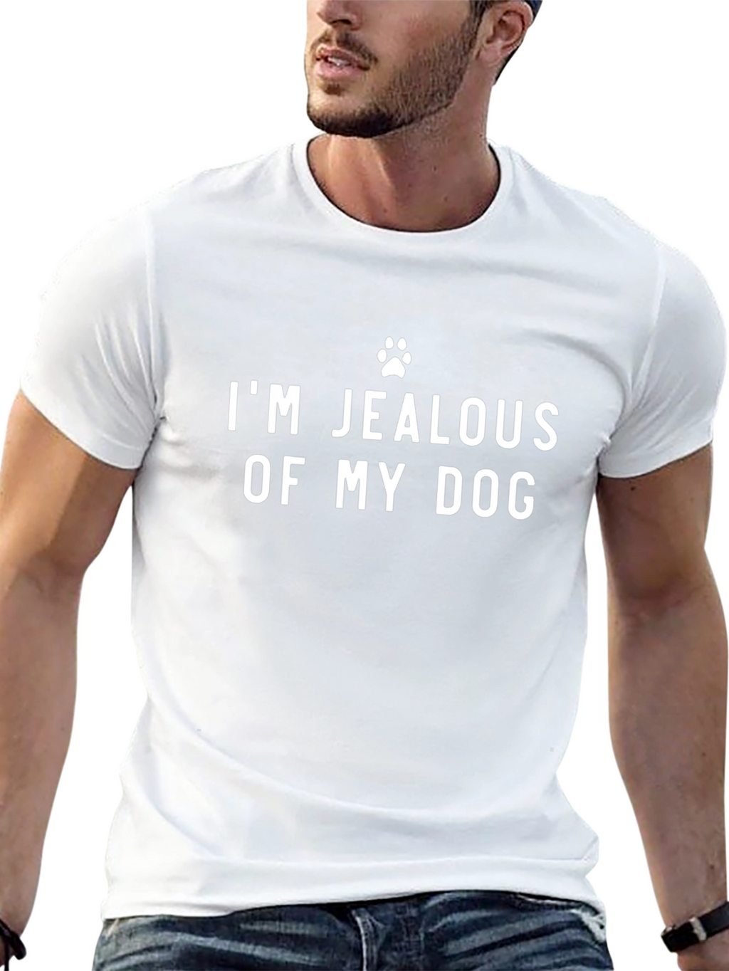 Jealous of My Dog Funny Novelty Graphic Tee