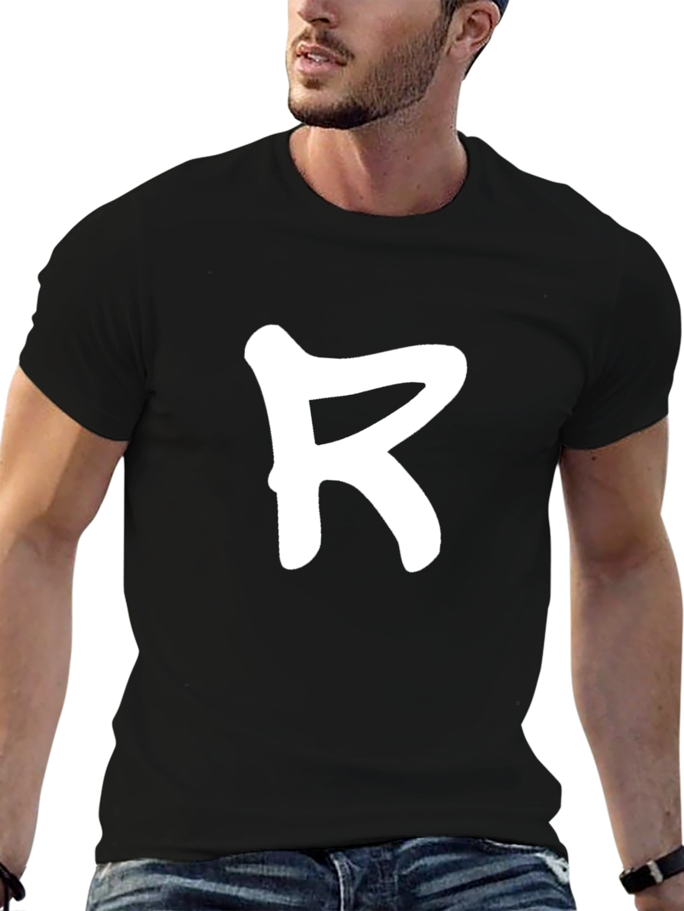 Bold R Black Tee - Casual Cool
