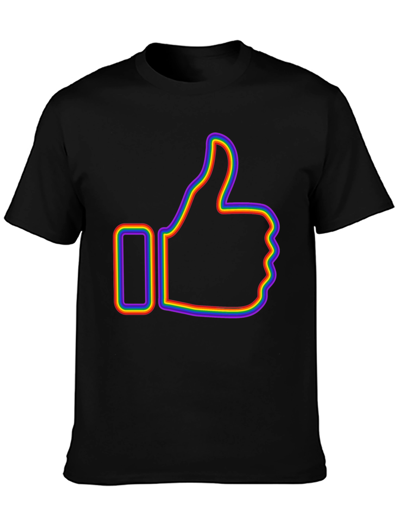 Rainbow Outline Thumbs Up Graphic T-Shirt