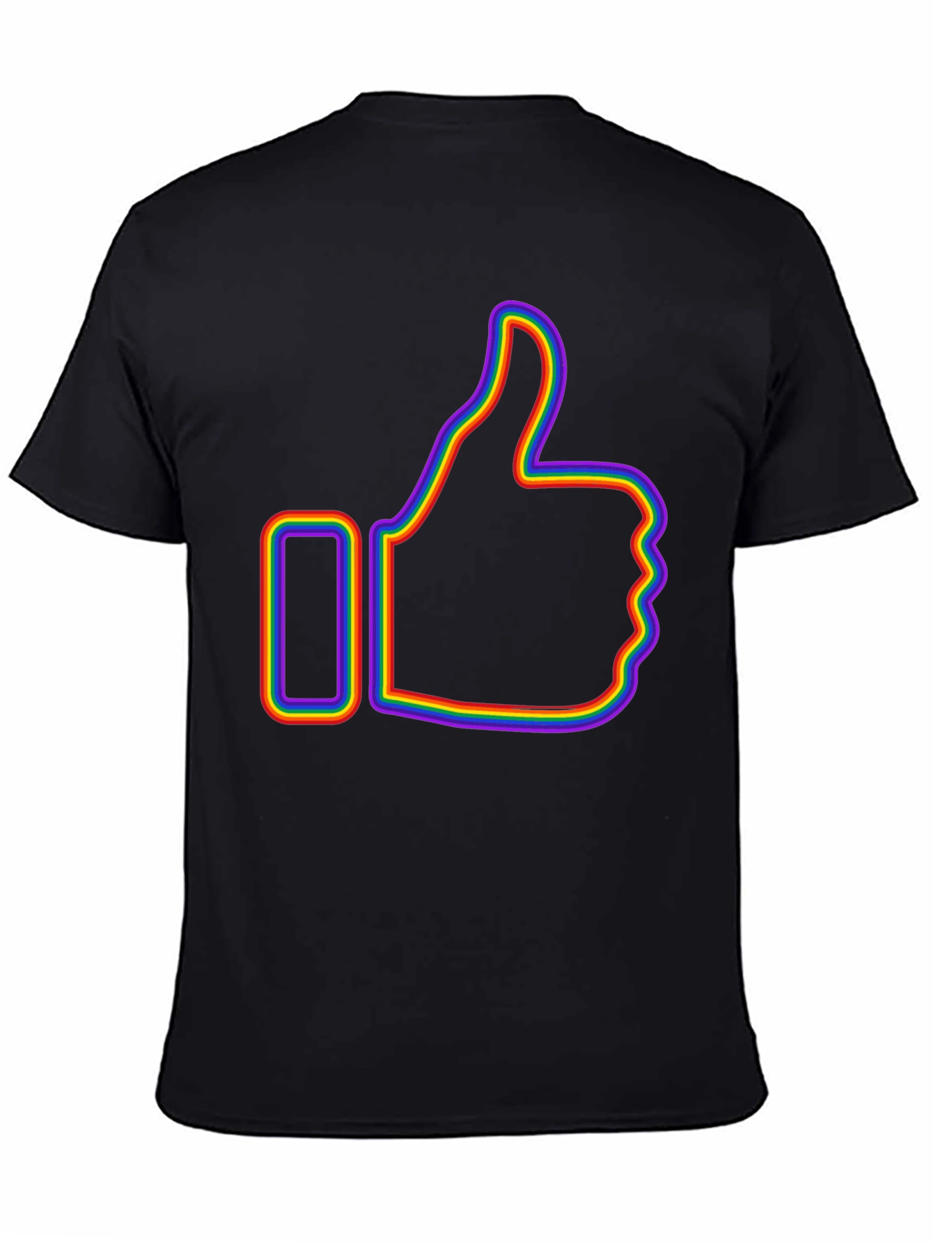 Rainbow Outline Thumbs Up Graphic T-Shirt