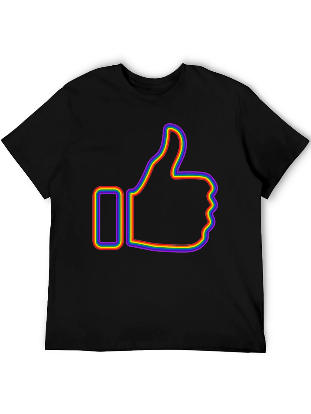 Rainbow Outline Thumbs Up Graphic T-Shirt
