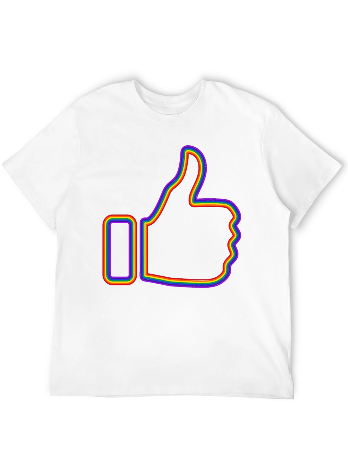 Rainbow Outline Thumbs Up Graphic T-Shirt