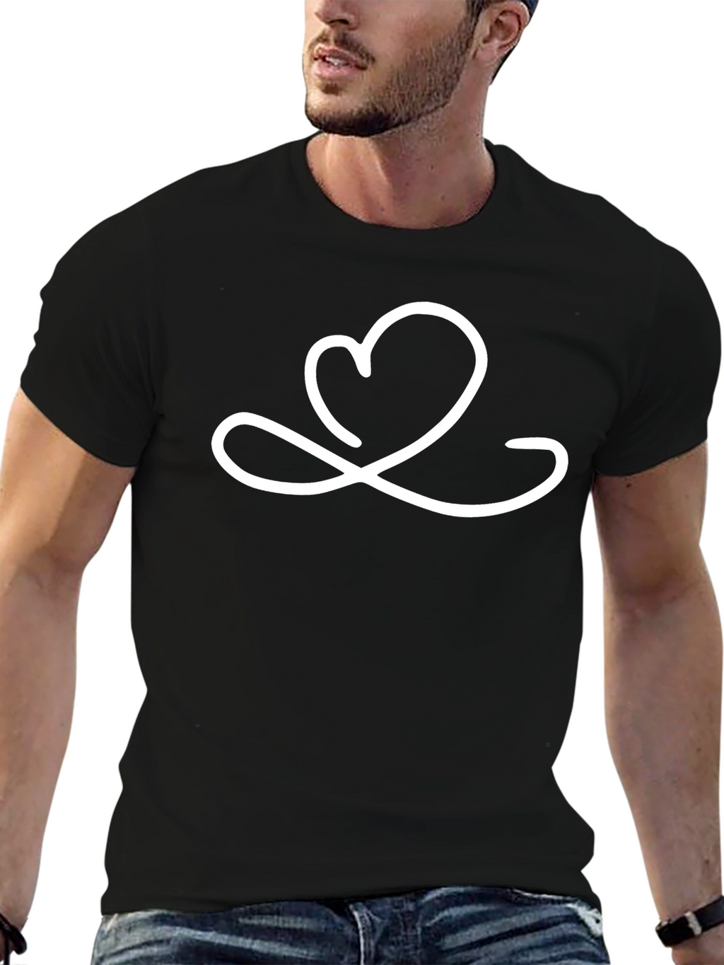 Heart Infinity Symbol Graphic Black T-Shirt