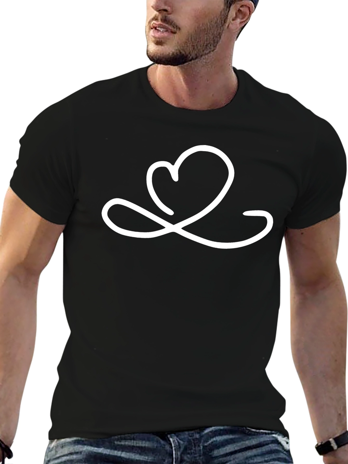 Heart Infinity Symbol Graphic Black T-Shirt