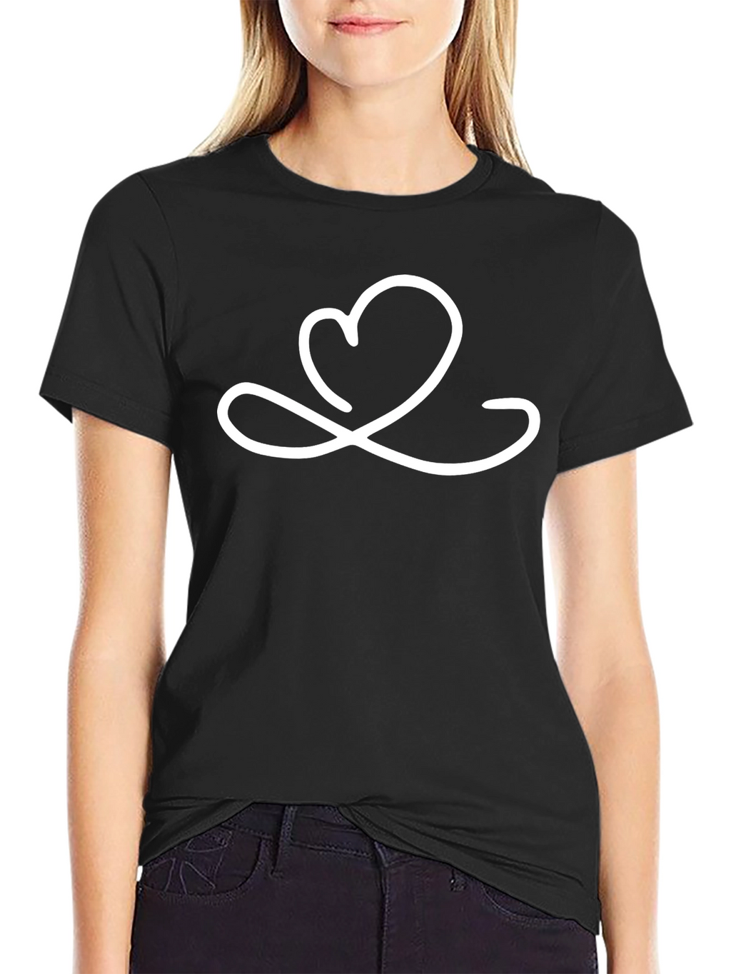 Heart Infinity Symbol Graphic Black T-Shirt