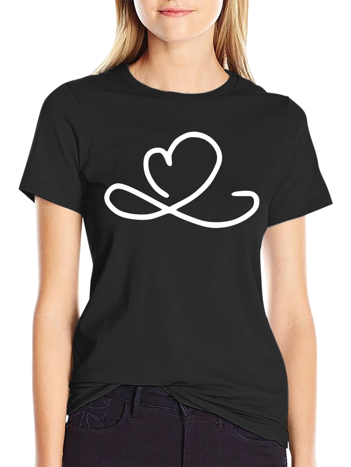 Heart Infinity Symbol Graphic Black T-Shirt
