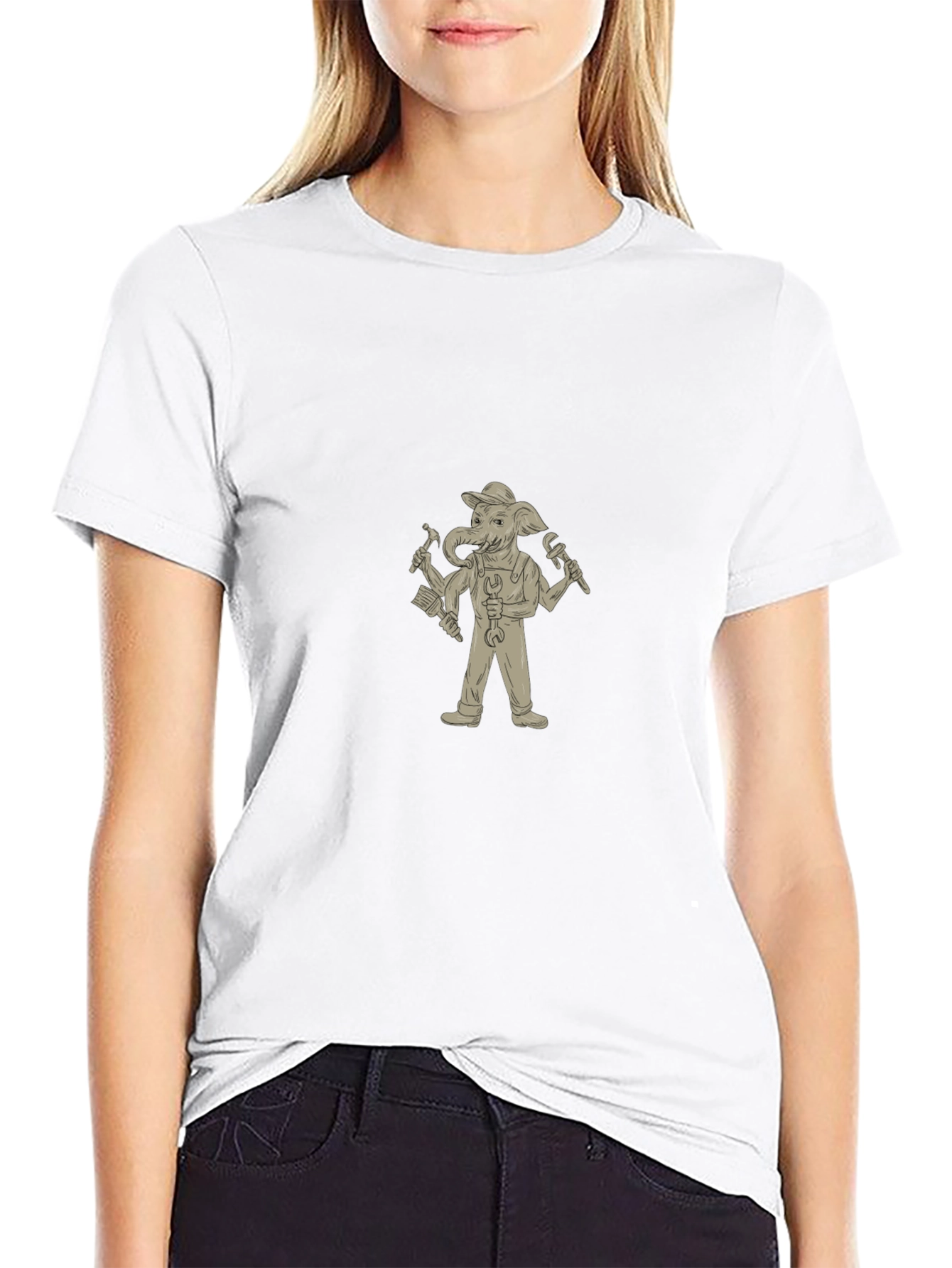 Elephant Cartoon Mechanic T-Shirt