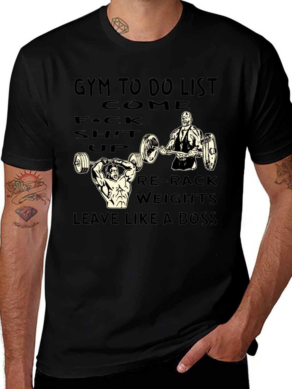 Gym To Do List Black Graphic Tee