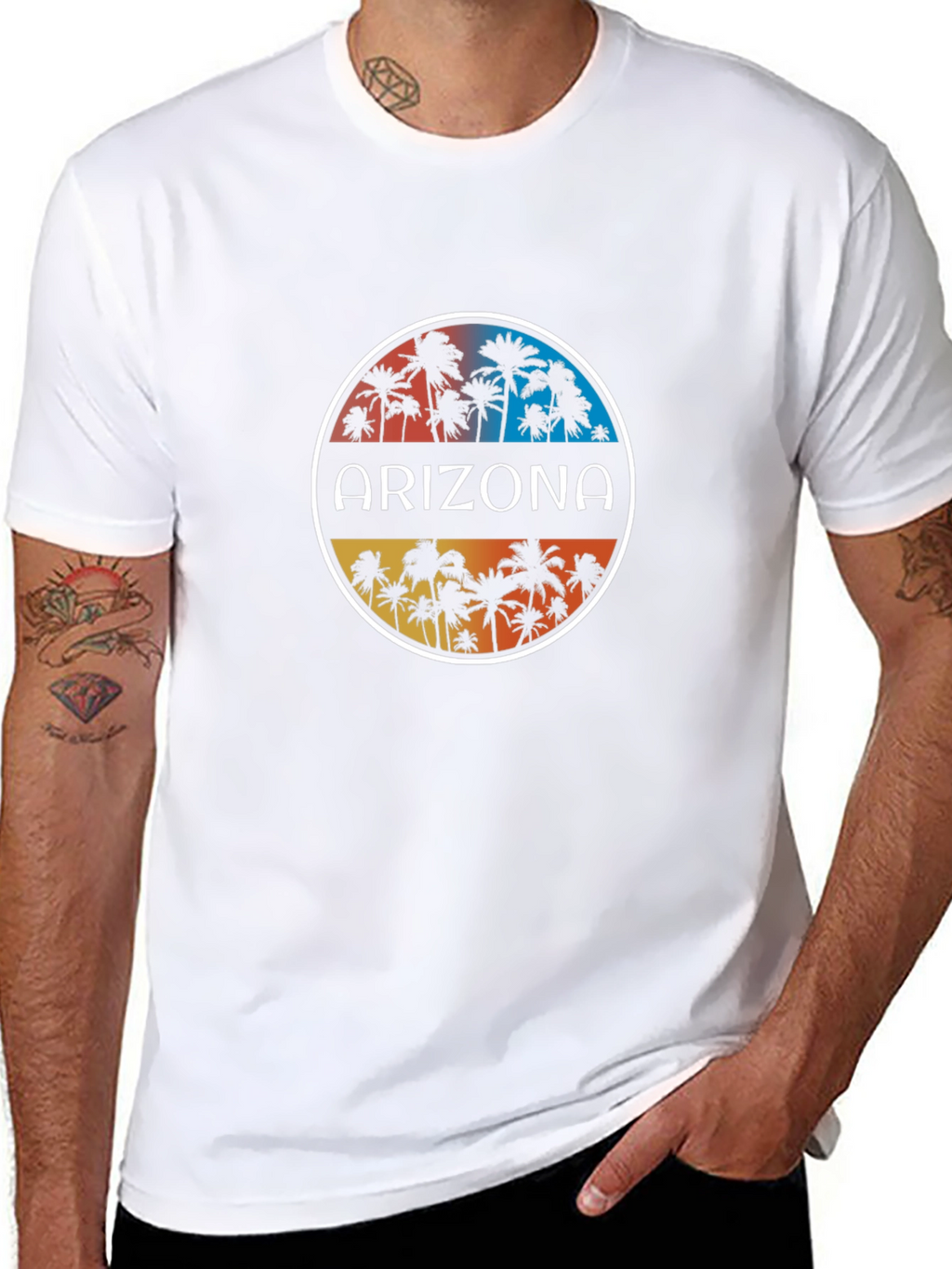 Arizona Palm Tree Graphic T-Shirt - Black