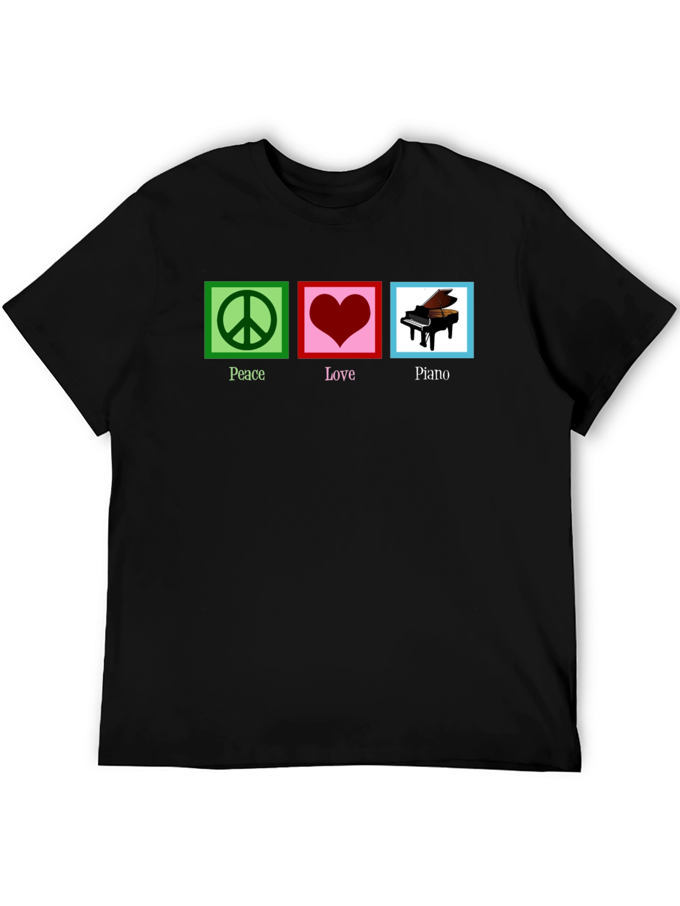Peace Love Piano Graphic T-Shirt