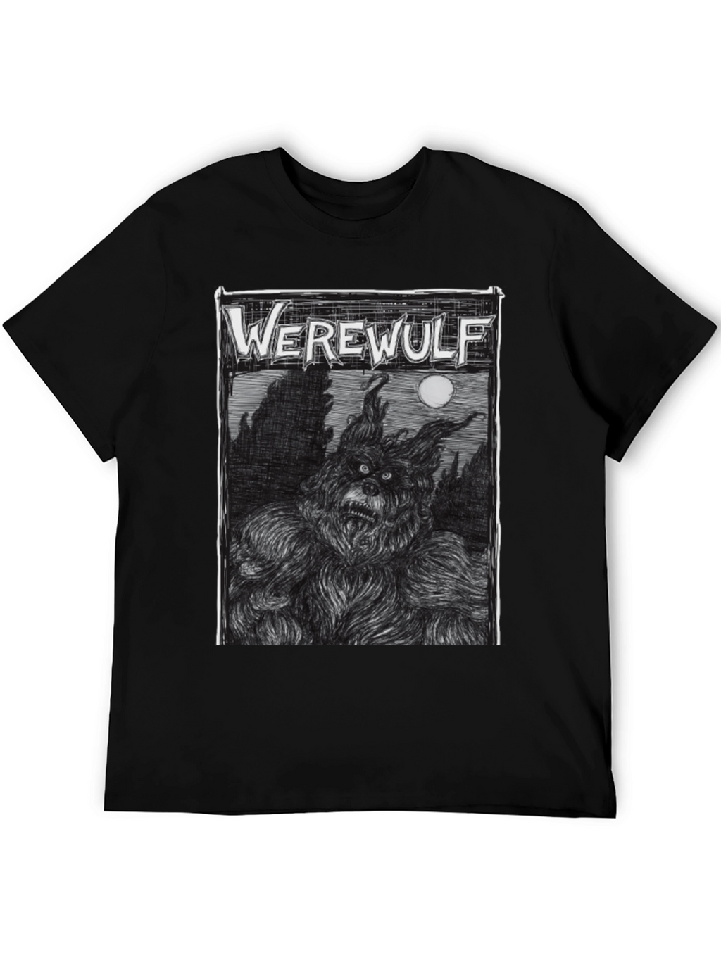 Werewolf Graphic Print Black T-Shirt