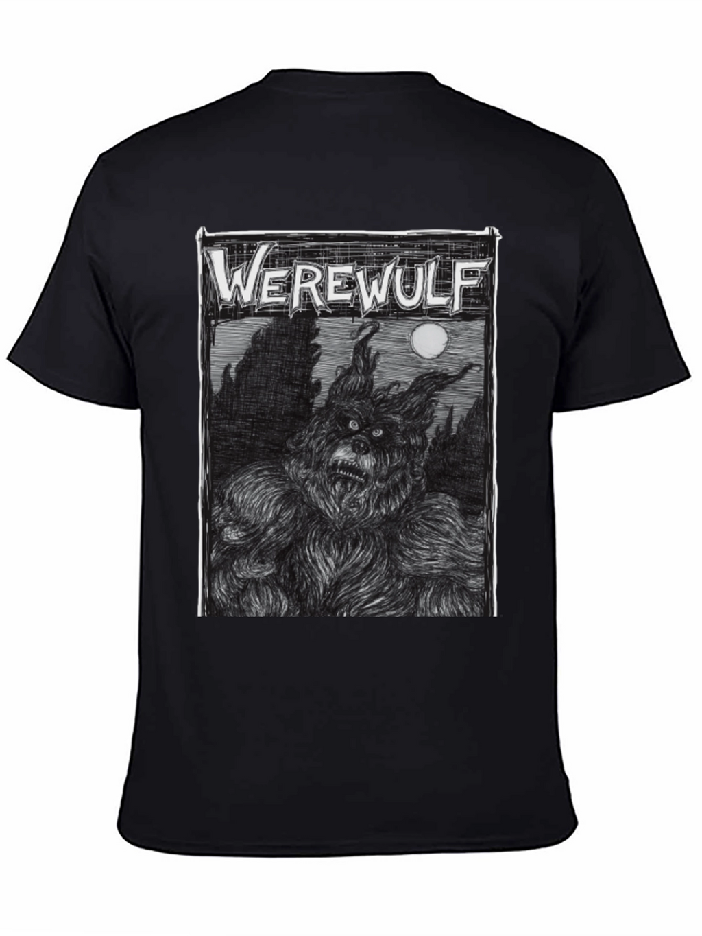 Werewolf Graphic Print Black T-Shirt