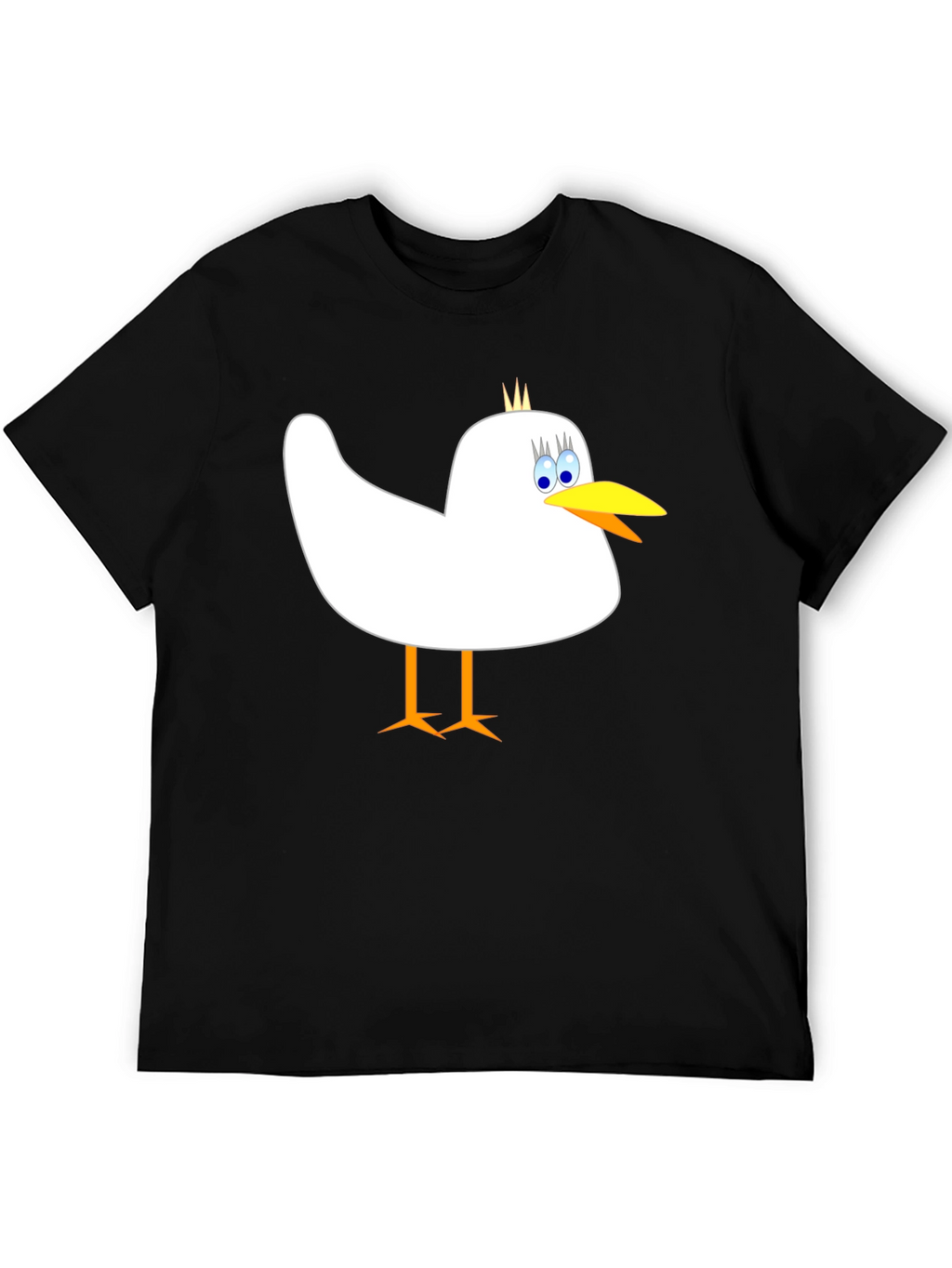 Whimsical Bird Graphic Tee - Mens Black Cotton Shirt