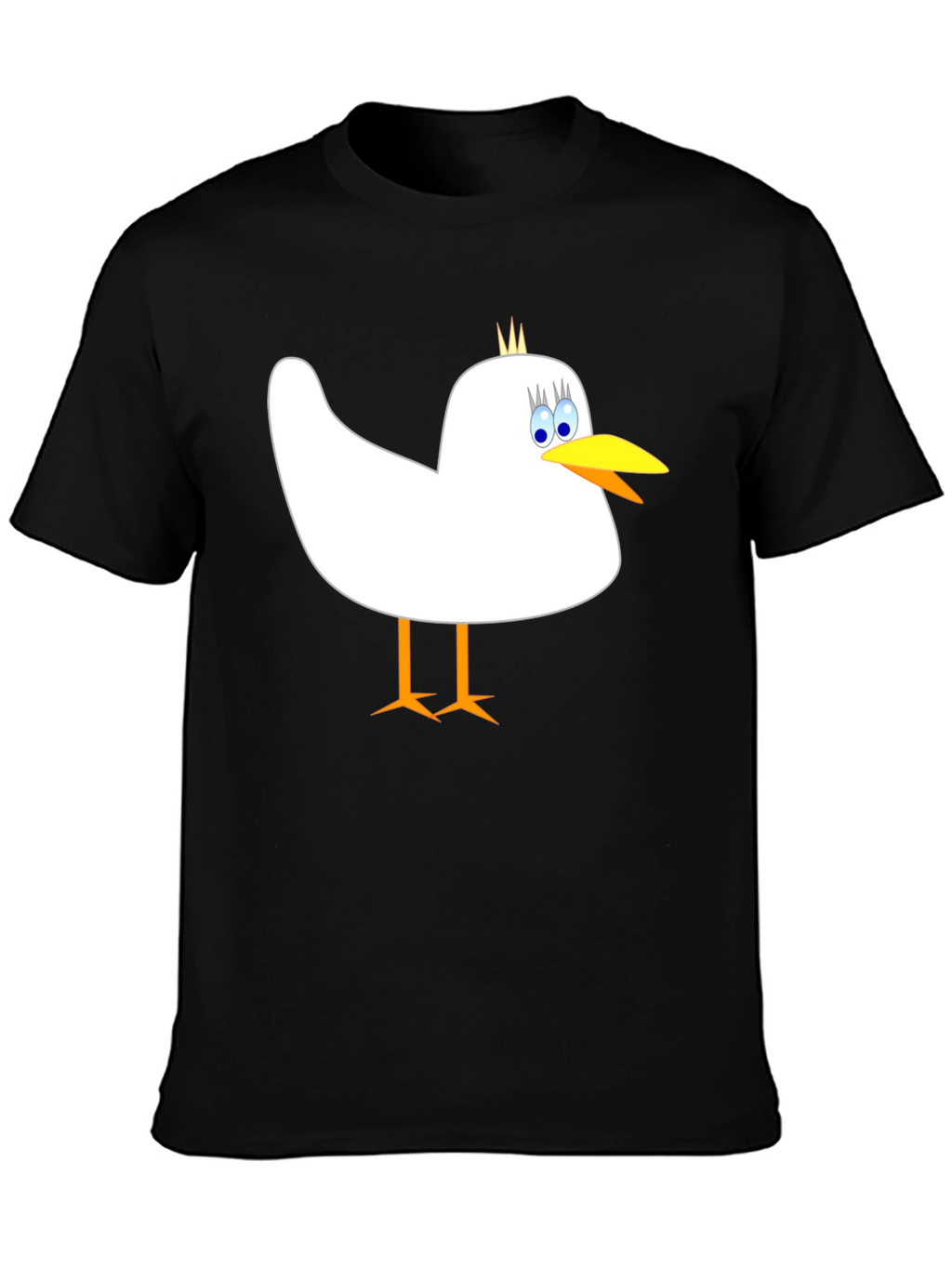 Whimsical Bird Graphic Tee - Mens Black Cotton Shirt