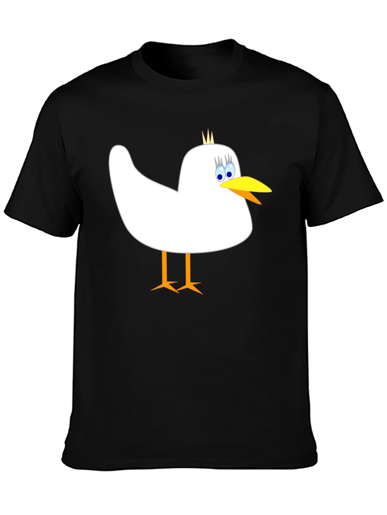 Whimsical Bird Graphic Tee - Mens Black Cotton Shirt