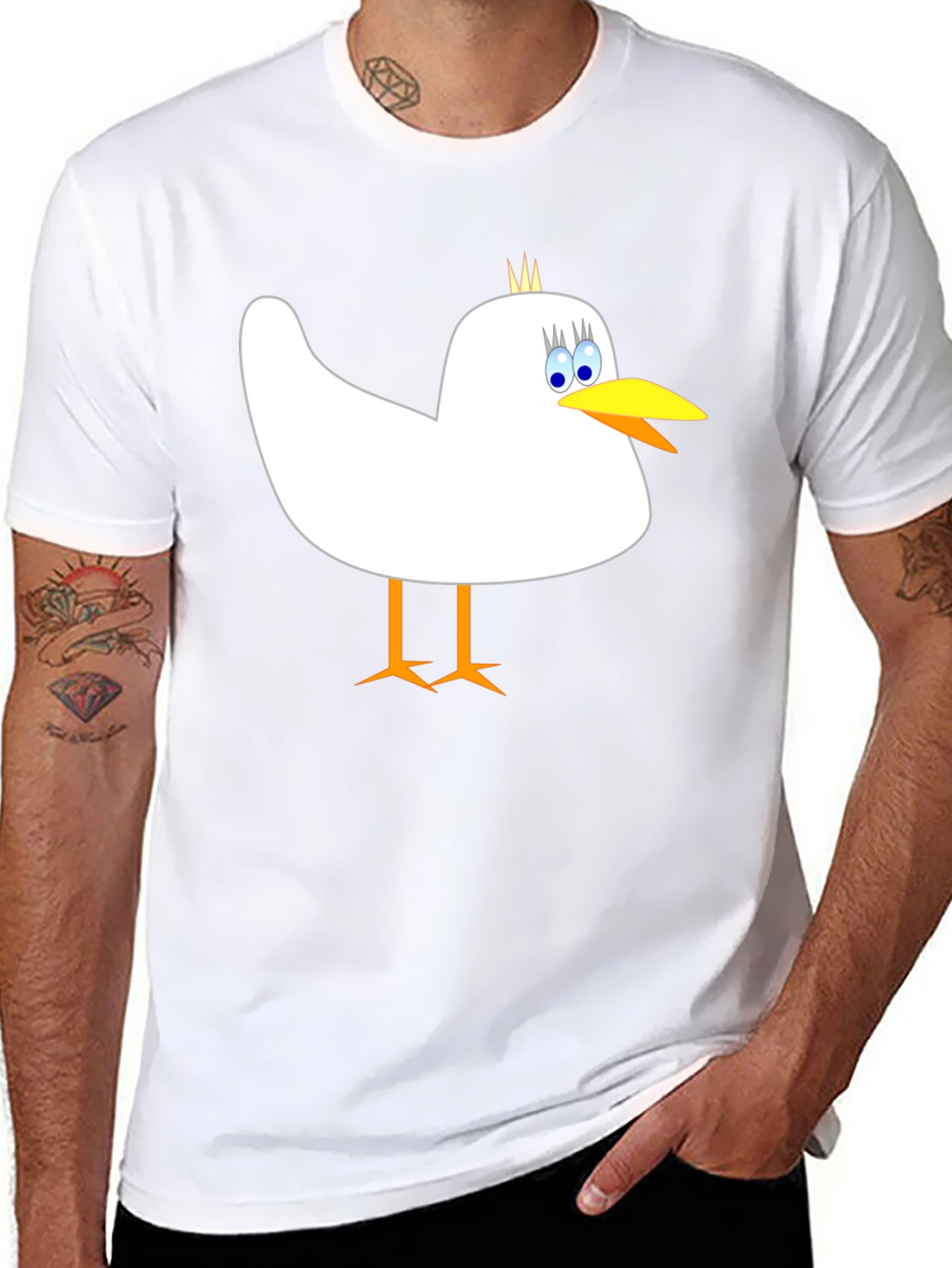 Whimsical Bird Graphic Tee - Mens Black Cotton Shirt