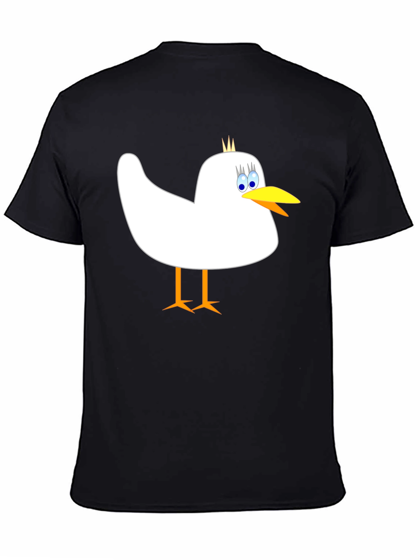 Whimsical Bird Graphic Tee - Mens Black Cotton Shirt