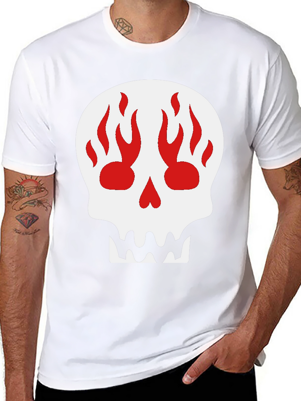 Skull Flame Graphic Black T-Shirt