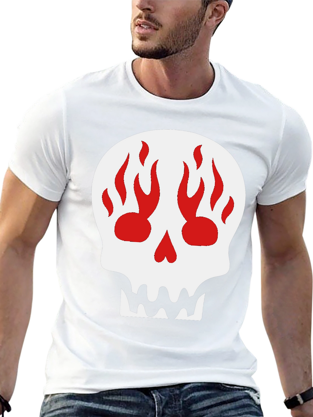Skull Flame Graphic Black T-Shirt