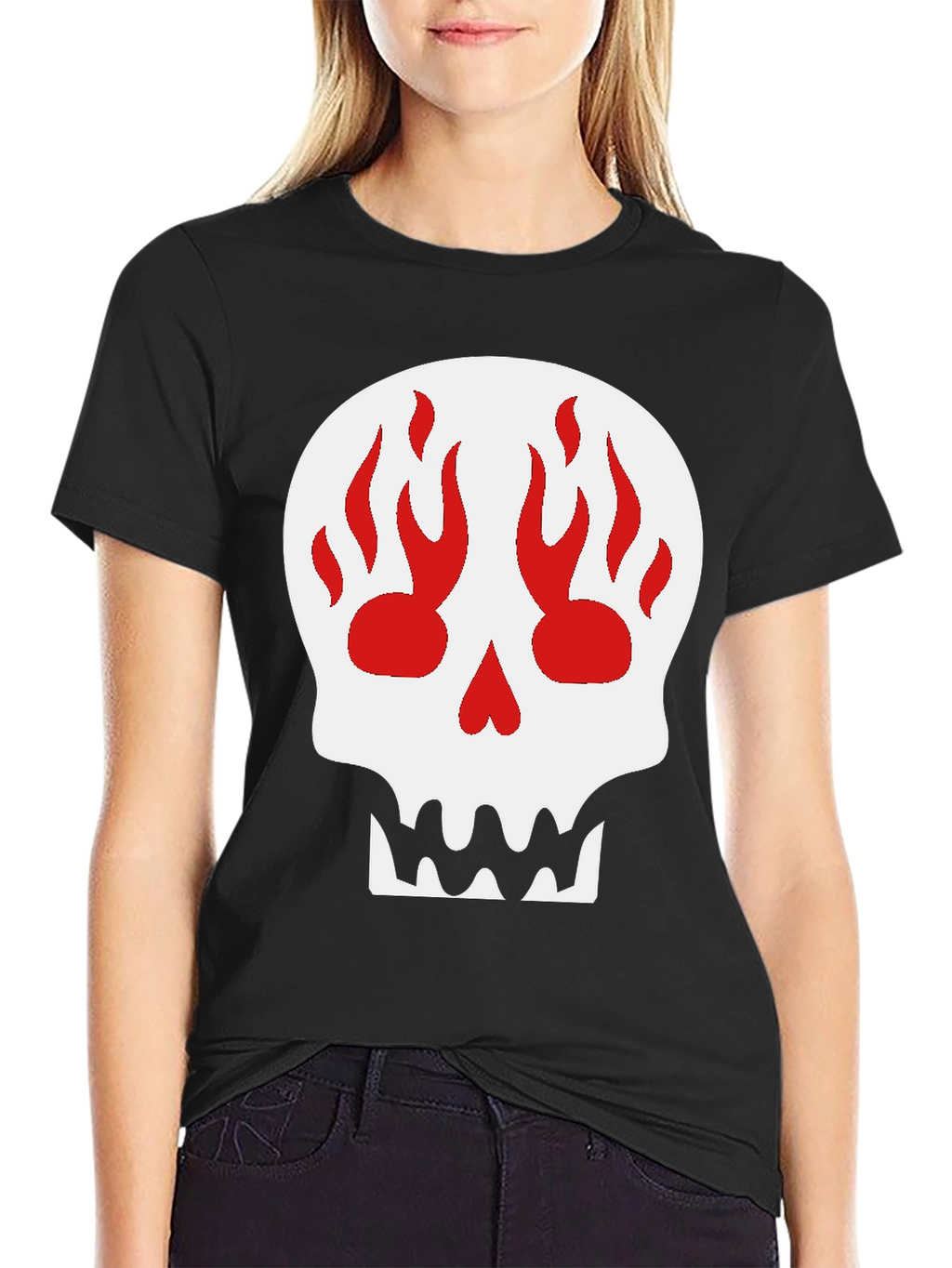 Skull Flame Graphic Black T-Shirt