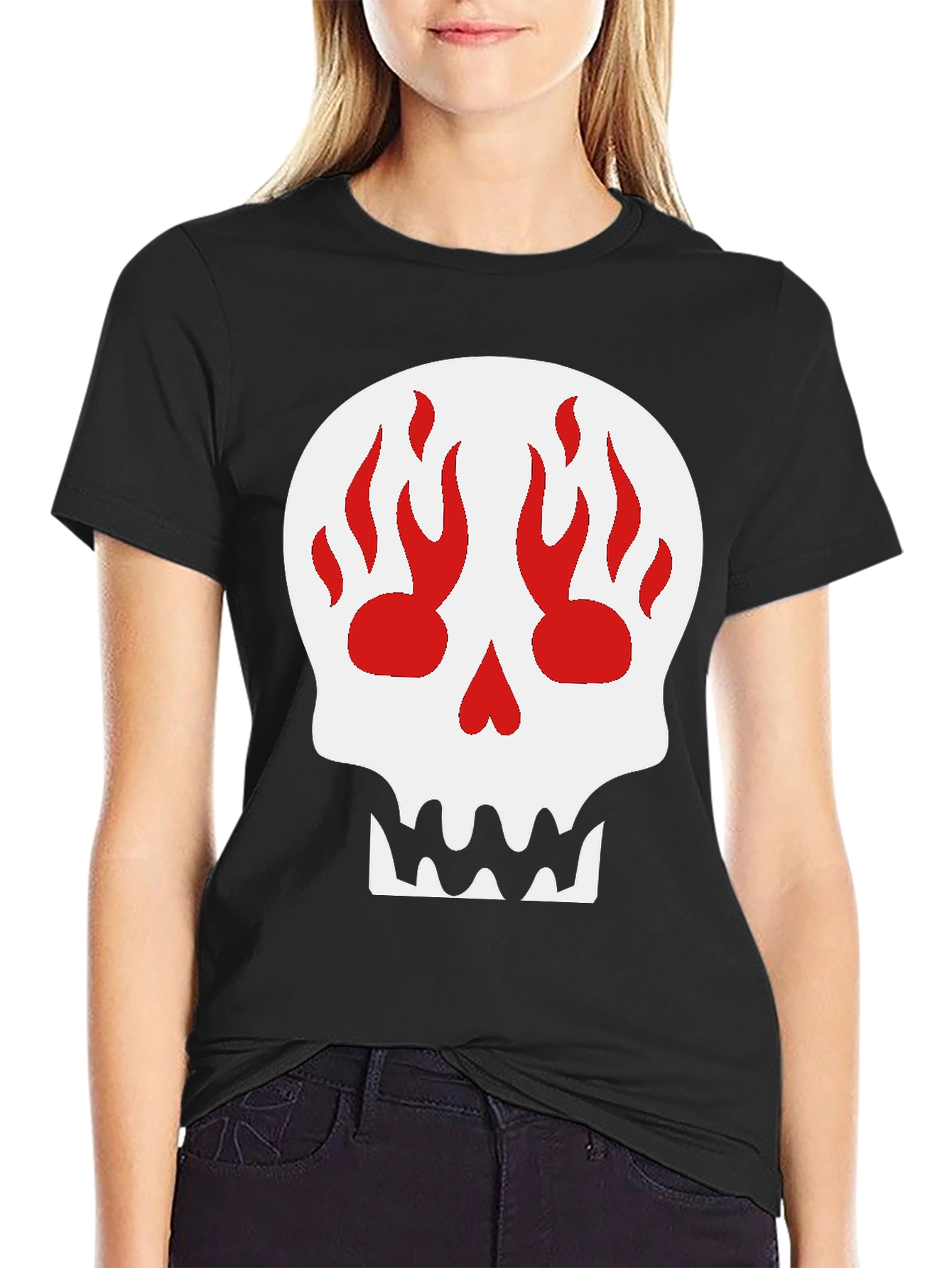Skull Flame Graphic Black T-Shirt