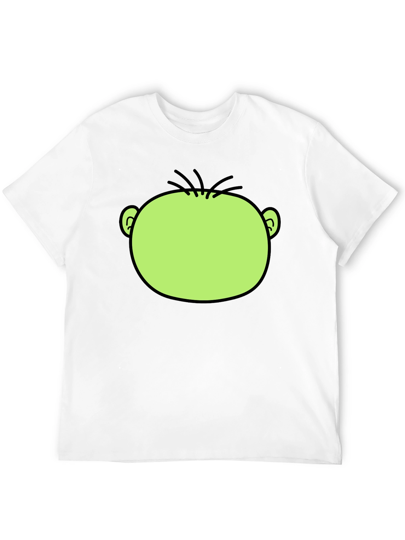 Funny Green Cartoon Face Graphic Black T-Shirt