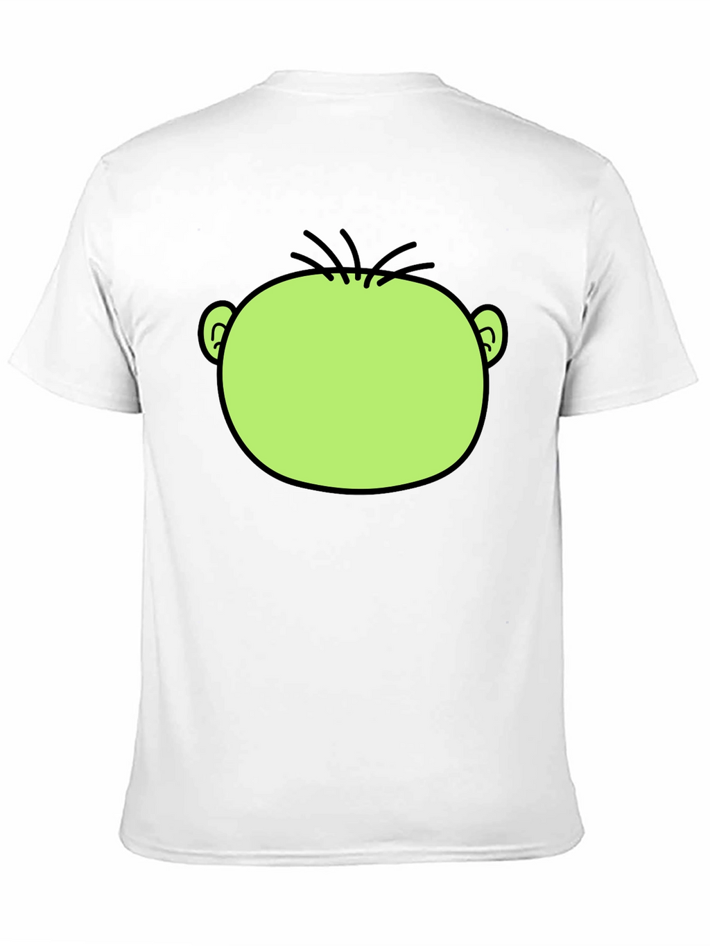 Funny Green Cartoon Face Graphic Black T-Shirt