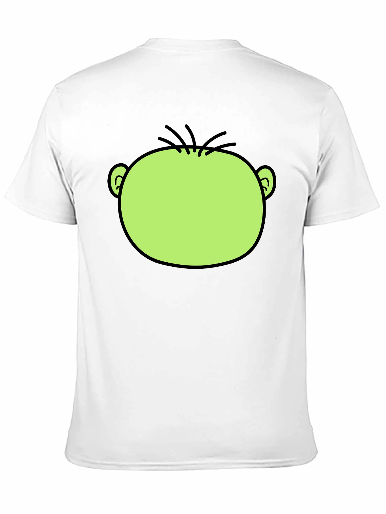 Funny Green Cartoon Face Graphic Black T-Shirt