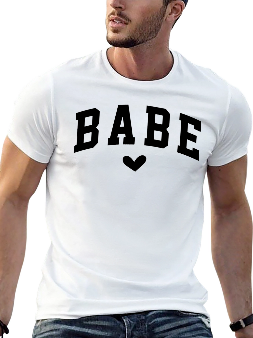 BABE Heart Graphic T-Shirt - Casual Style